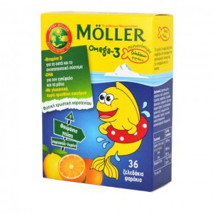 Mollers Omega-3 Ζελεδάκια Ψαράκια με Γεύση Πορτοκάλι / Λεμόνι 36 τμχ 