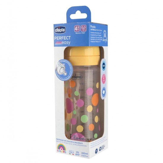 Chicco Perfect Easy Πλαστικό Μπιμπερό Κατά των Κολικών με Θηλή Σιλικόνης για 4+ μηνών Unisex, 330ml 