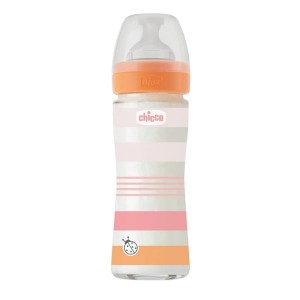 Chicco Well-Being Μπιμπερό Γυάλινο με Θηλή Σιλικόνης Αργής Ροής 0m+, 240ml