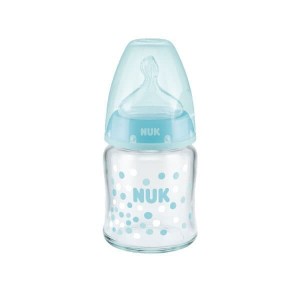 Nuk First Choice+ Γυάλινο Μπιμπερό με Θηλή Σιλικόνης Μεσαίας Οπής, από 0-6 μηνών, 120ml