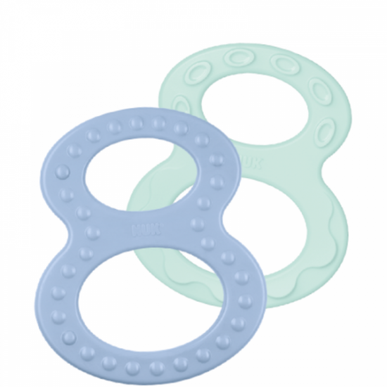 NUK - Teether Set Δακτύλιοι Οδοντοφυΐας 0m+ Μπλε-Πράσινο, 2τεμ