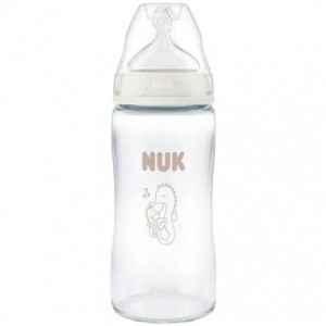 NUK First Choice Γυάλινο Μπιμπερό με Δείκτη Ελέγχου Θερμοκρασίας για 3m+, 240ml 