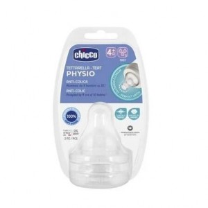 Chicco Physio Teat Anti-Colic Θηλή Σιλικόνης 4m+ Κανονικής Ροή Φαγητού 2 Τμχ