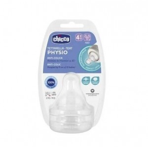 Chicco Physio Teat Anti-Colic Θηλή Σιλικόνης 4m+ Κανονικής Ροή Φαγητού 2 Τμχ