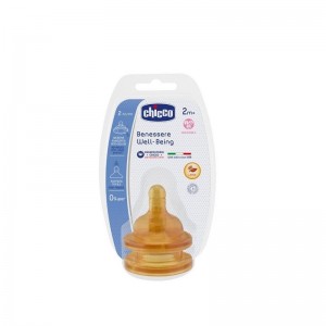 Chicco Well Being Φυσιολογική Θηλή Καουτσούκ Ρυθμιζόμενη Ροή 2m+, 2 τεμάχια